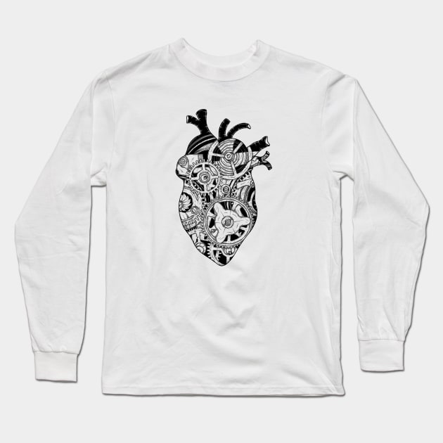 Mechanical Heart Long Sleeve T-Shirt by P7 illustrations 